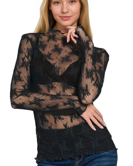 Lace See Through Layering Top Zenana