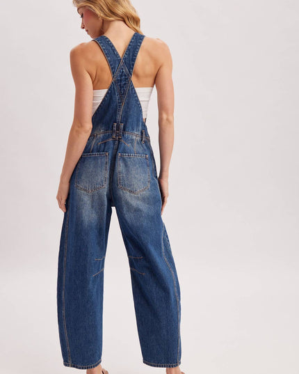 DENIM BARREL OVERALLS