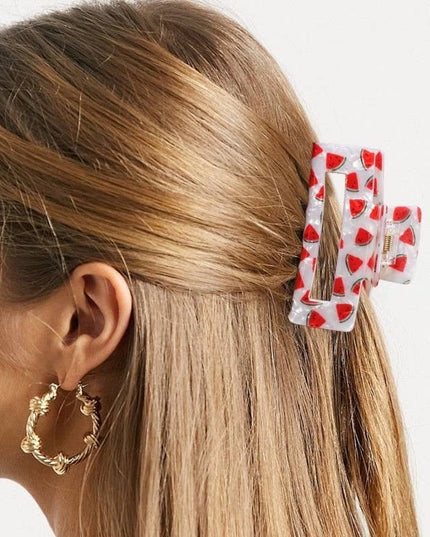 LARGE PVC FRUIT STRAWBERRY LEMON HAIR CLAW CLIPS | 40H944