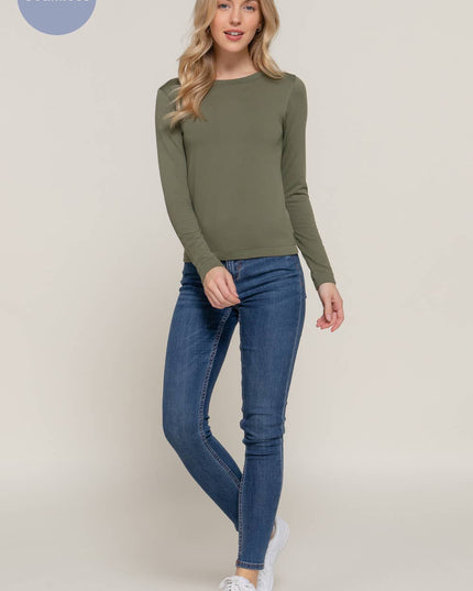 Long Sleeve Crew Neck Inner Fur Seamless Top