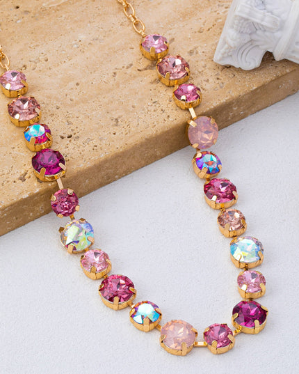 Multi-Tone Pink and Purple Crystal Tennis Necklace| 80N93416