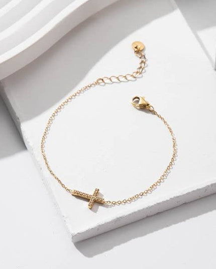 18K STAINLESS STEEL TARNISH FREE CROSS BRACELET | 40B5201