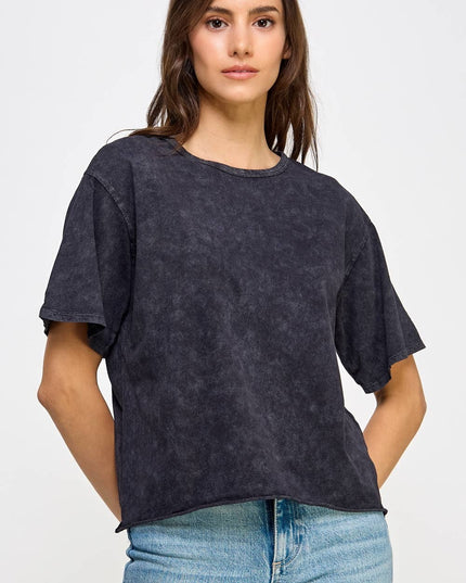 Blank Mineral Washed Long Cropped T-Shirt