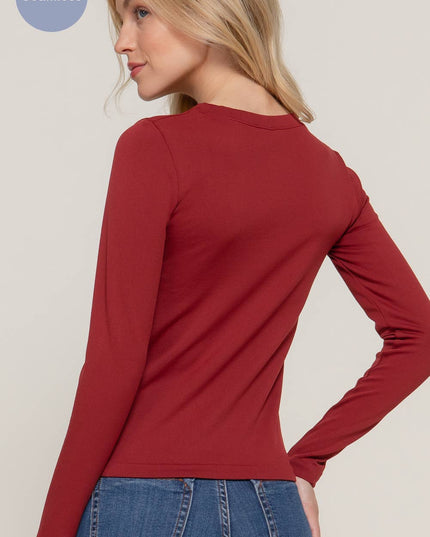 Long Sleeve Crew Neck Inner Fur Seamless Top