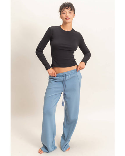Elastic Waist Straight Leg Pants