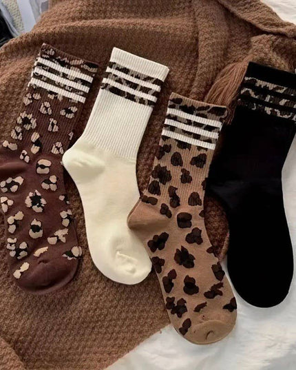 WOMAN ANIMAL LEOPARD HALF CREW THROWBACK SOCKS | 40S02071