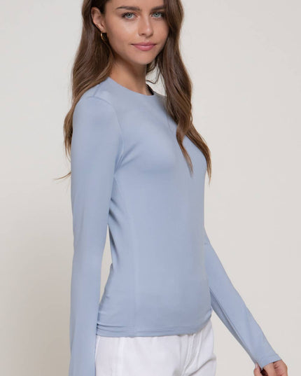 Long Sleeve Crew Neck Double Layer ITY Knit Top