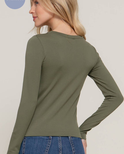 Long Sleeve Crew Neck Inner Fur Seamless Top