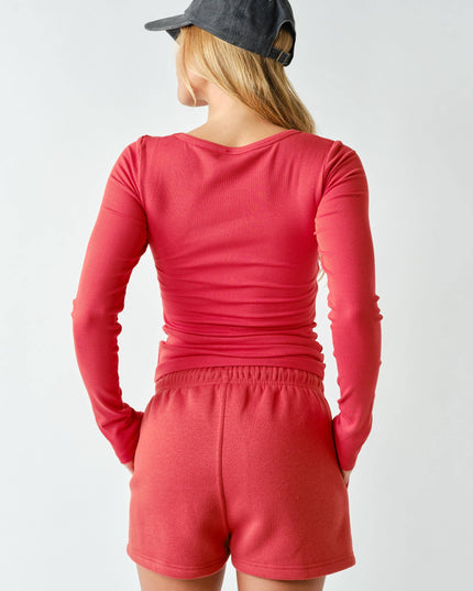 CoreClassic Micro-Ribbed Built-In Bra Long Sleeve Top