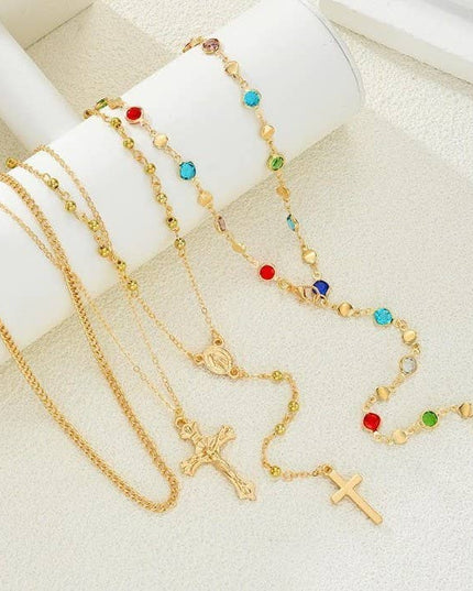BOHO Y MULTI STONE CROSS LARIAT LAYER NECKLACE | 80N92467