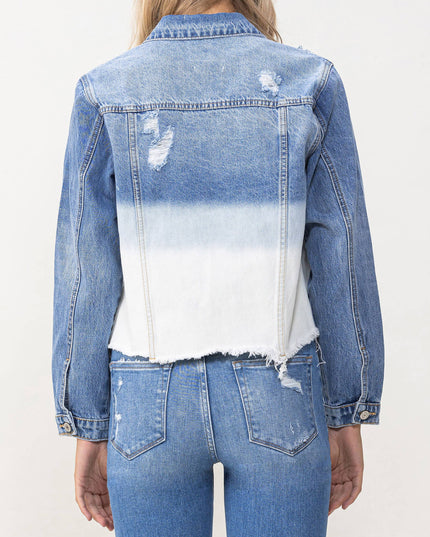CLASSIC CROP JACKET W BOTTOM BLEACH DETAIL