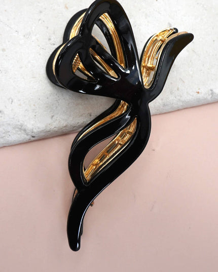 PREMIUM PVC TOILE PATTERN BOW HAIR CLAW CLIPS | 40H928