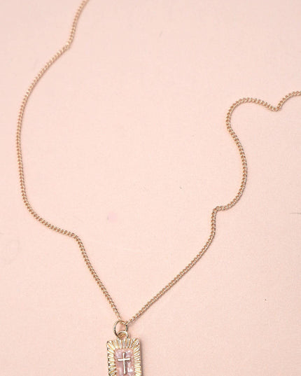 SUNBURST SQUARE CROSS PENDANT NECKLACE | 80N91885