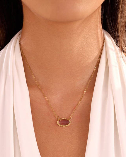 OVAL GEMSTONE CHARM PENDANT NECKLACE | 40NK9661