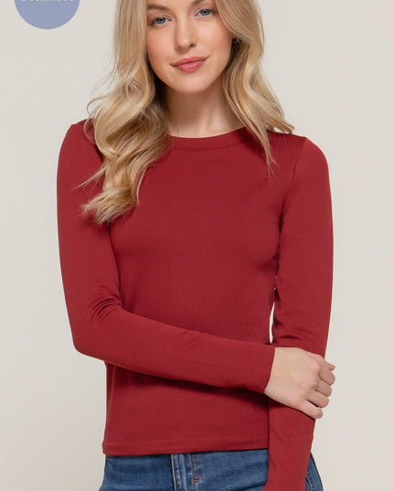 Long Sleeve Crew Neck Inner Fur Seamless Top
