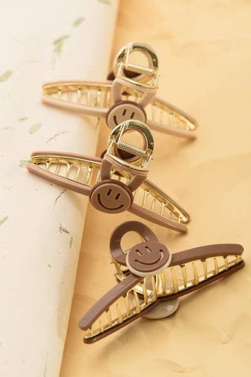 LARGE SMILEY CELLULOSE HAIR CLAW CLIPS | 40H514