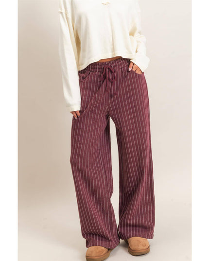 Pinstripe Elastic Waist Sweatpants