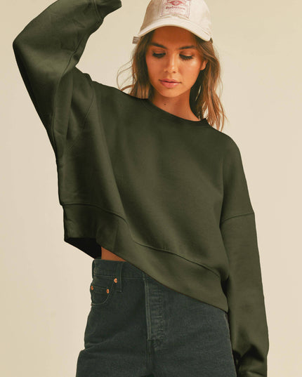 Blank Short Cropped Long Sleeve Sweatshirt
