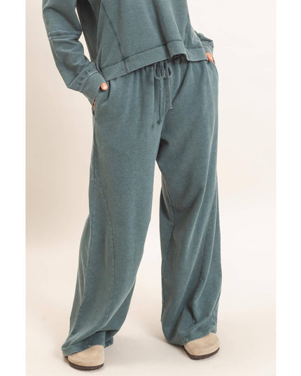 Mineral Washed Wide Leg Pants