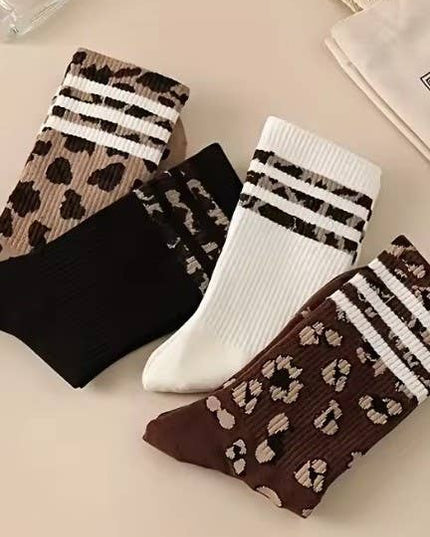 WOMAN ANIMAL LEOPARD HALF CREW THROWBACK SOCKS | 40S02071