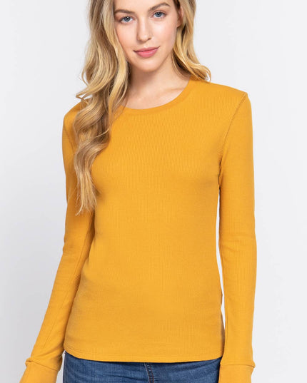 Long Sleeve Crew Neck Thermal Knit Top