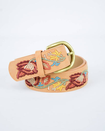 Flower Embroidered Statement Belt
