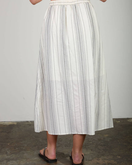 STRIPE MOCK BUTTON DOWN MIDI SKIRT
