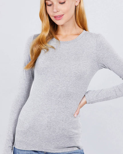 Long Sleeve Crew Neck Cotton Spandex Jersey Top