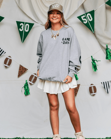 Game Day Football Lt Gray Sweatshirt