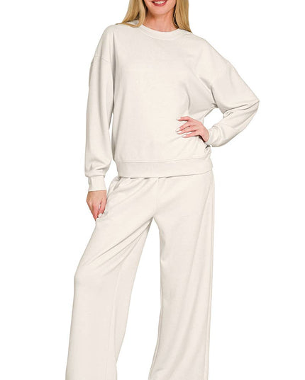Scuba Crewneck Pullover & Pants 2 Piece Set - Zenana