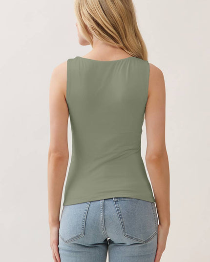 JK57553 - DOUBLE LAYER AT FT & BK SCOOP NECK TANK TOP