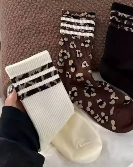 WOMAN ANIMAL LEOPARD HALF CREW THROWBACK SOCKS | 40S02071