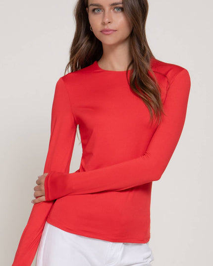 Long Sleeve Crew Neck Double Layer ITY Knit Top