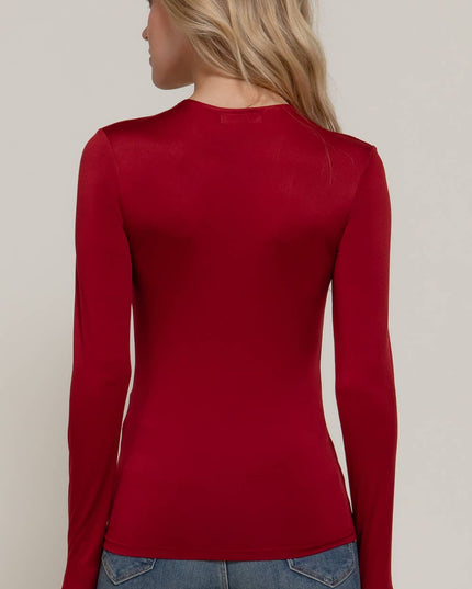 Long Sleeve Crew Neck Double Layer ITY Knit Top