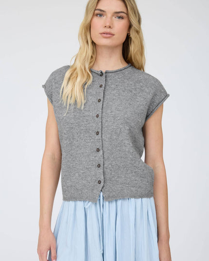 RAW EDGE SLEEVELESS LIGHTWEIGHT CARDIGAN