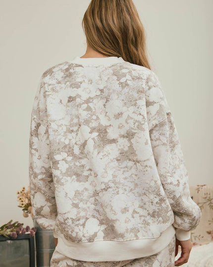 FLORAL WASH BOXY CREW KNIT TOP