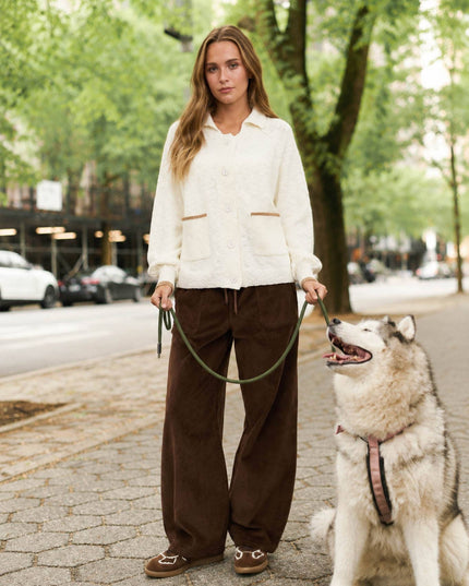 COLLARED BUTTON DOWN BACK PUPPY JACQUARD CARDIGAN