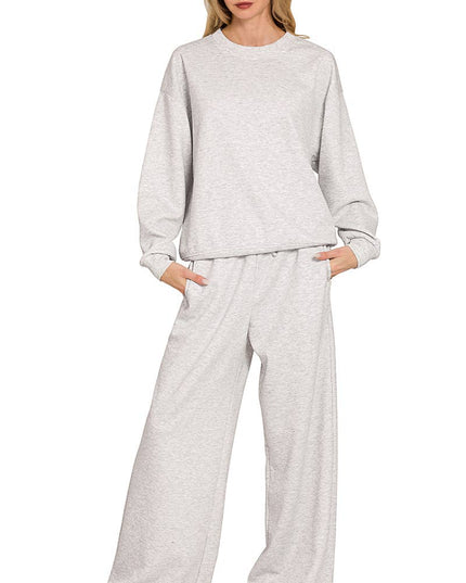 Scuba Crewneck Pullover & Pants 2 Piece Set - Zenana
