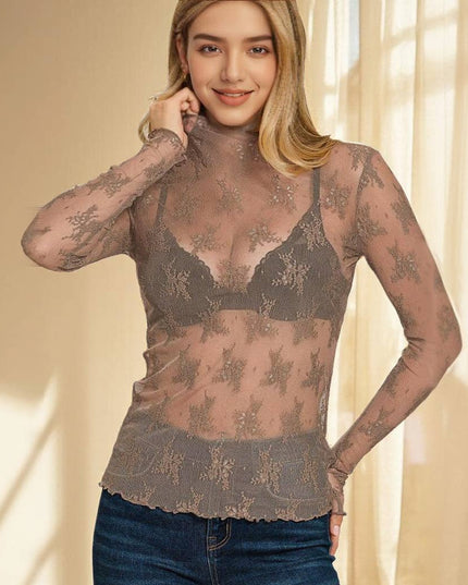 `1014 Lace See Through Layering Top SI-25496 Zenana