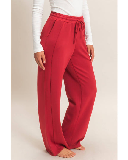 Elastic Waist Straight Leg Pants