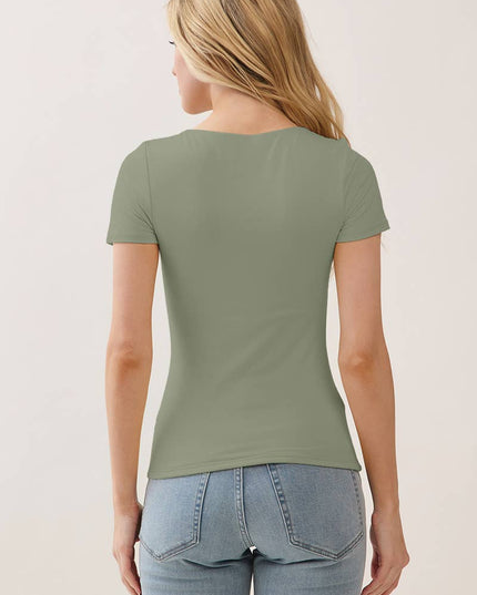 JT57500 - DOUBLE LAYER SCOOP NECK SHORT SLEEVE TOP