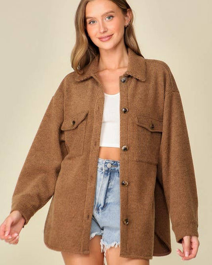 `Brushed waffle knit shacket