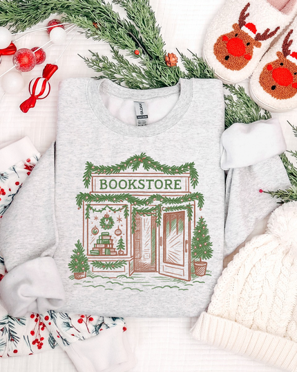 Christmas Bookstore Graphic Sweatshirt
