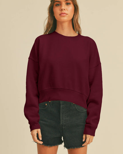 Blank Short Cropped Long Sleeve Sweatshirt