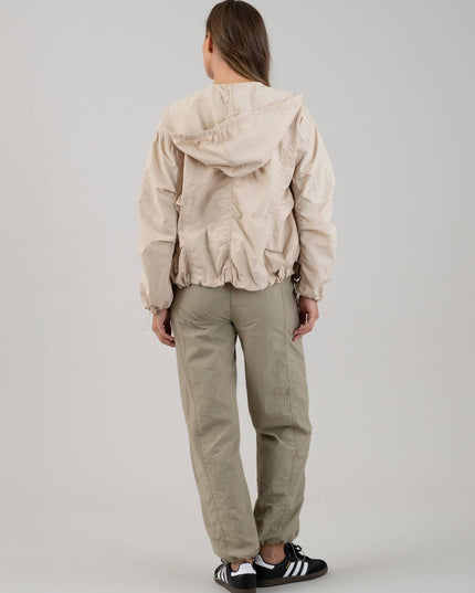 ZIP UP DRAWSTRING HOODED JACKET
