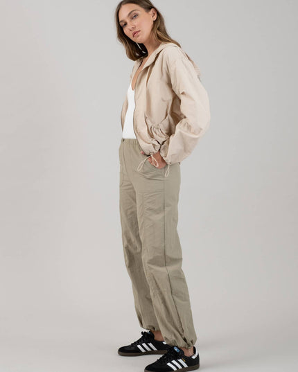 ZIP UP DRAWSTRING HOODED JACKET