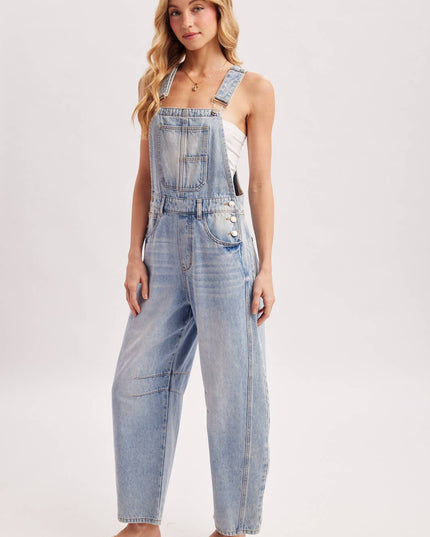 DENIM BARREL OVERALLS