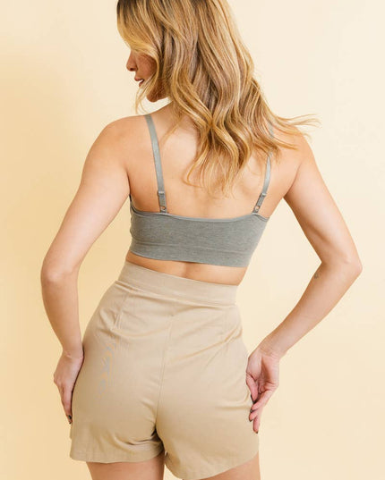 COMFY! Ultra Soft Lace Trim Ribbed Padded Seamless Bralette