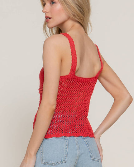 Sleeveless V-Neck Crochet Spring Sweater