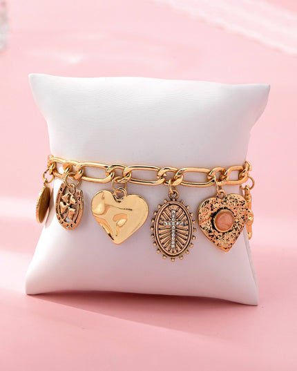 Charm Bracelet-Cross Heart Oval Motifs | 80B1651